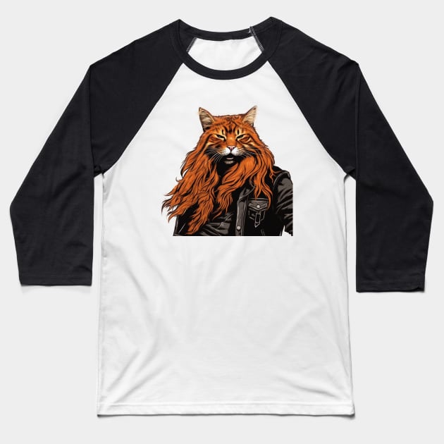 Orange Leather Kitty Baseball T-Shirt by Pet And Petal